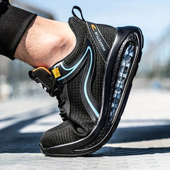 Men's Steel Toe Work Safety Shoes Breathable Knitted Non Slip Puncture Proof