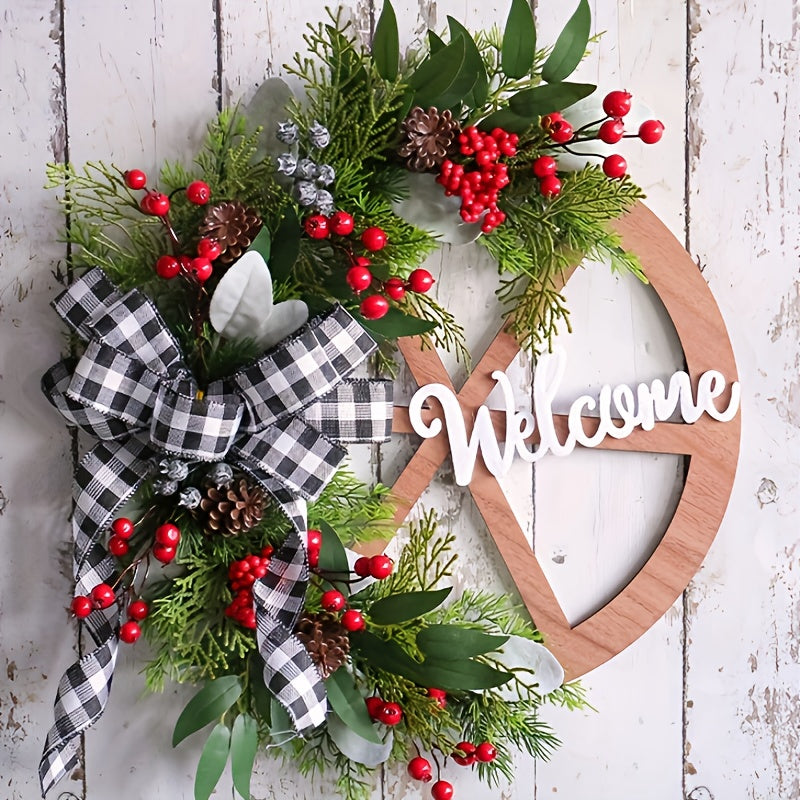 Christmas Bowknot Wheel Garland Flower Door Window Arrangement