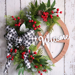 Christmas Bowknot Wheel Garland Flower Door Window Arrangement