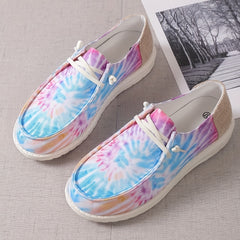 Women's Tie Dye Sneakers Low Top Canvas Shoes