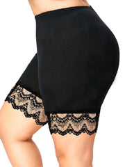 Casual Shorts Women's Solid Contrast Lace Trim High Rise Shorts