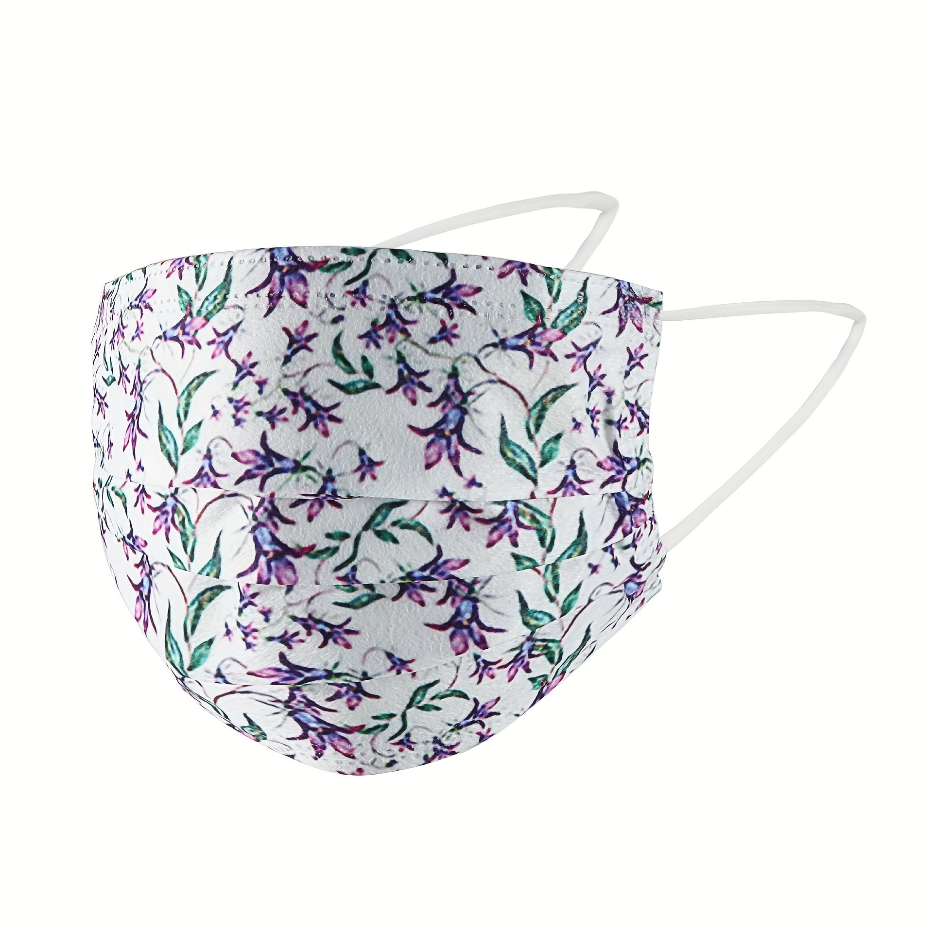50pcs Floral Print Disposable Face Mask Safety Dustproof Masks