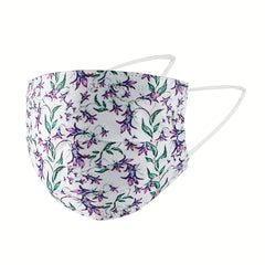 50pcs Floral Print Disposable Face Mask Safety Dustproof Masks