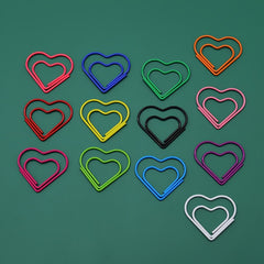 50pcs Heart Paper Clips Plastic Wrapped Colored Office Supplies