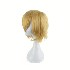 Men's 12 Inch Short Golden Anime Wig Cosplay Dress Up Chemical Fiber Wig