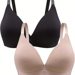 2 Pack Plus Size Seamless Wireless T-Shirt Bra Set
