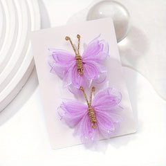2pcs Butterfly Hair Clips for Baby Girls' Birthday Parties