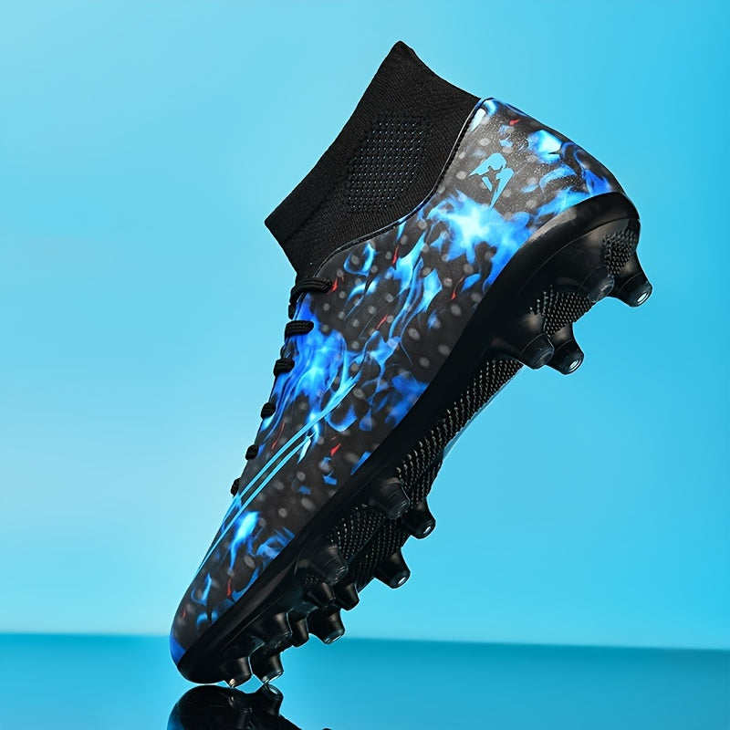 Men's Long Spikes Soccer Training Shoes with Stripes