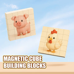 Magnetic Puzzle Toy 6 Sided Patterns Assembles into 6 Animal Designs