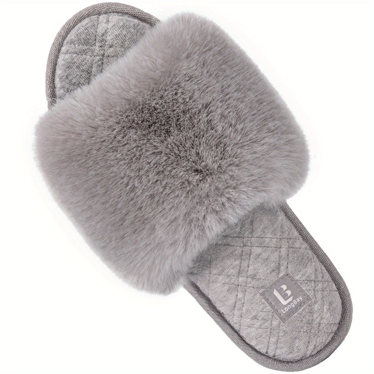 Women's Fluffy Slide Slippers Comfy Round Open Toe Slip On House Shoes