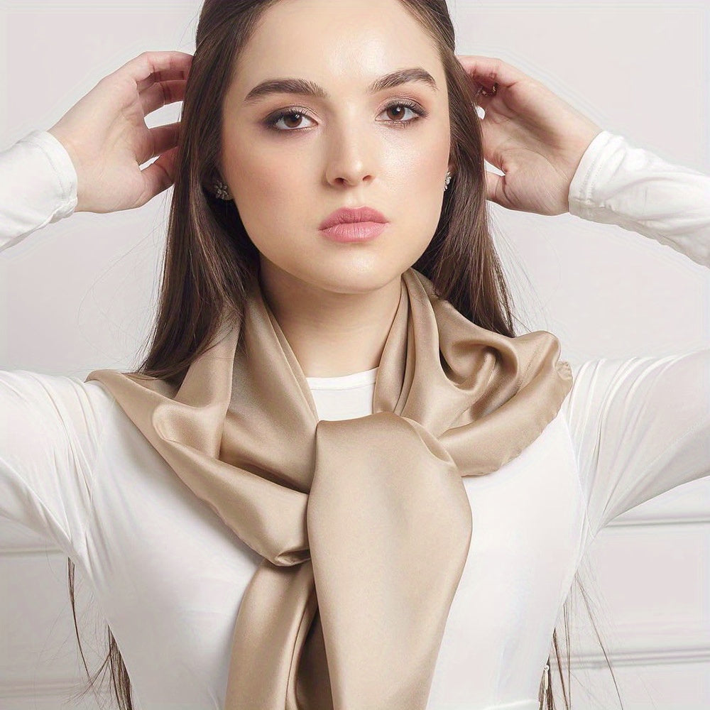 Solid Satin Bandana Shawl Silk Square Scarf Windproof Head Wrap