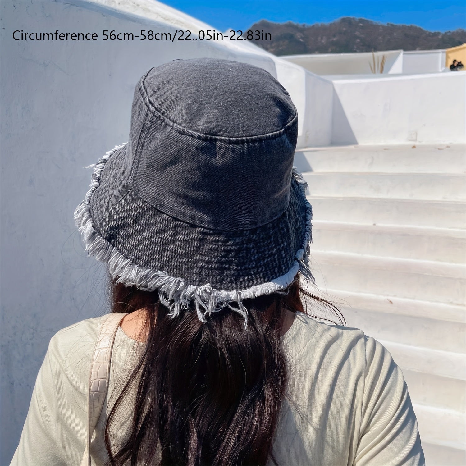 Distressed Denim Bucket Hat Washed Fisherman Cap