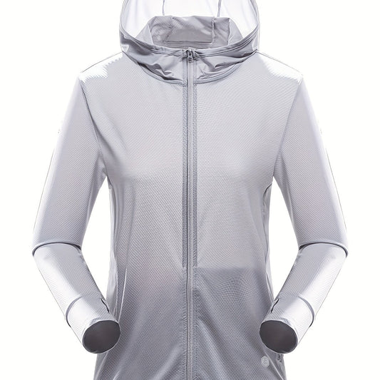 Women's Sun Protection Hooded Jacket Lightweight Long Sleeve Cooling Ice Silk