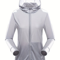 Women's Sun Protection Hooded Jacket Lightweight Long Sleeve Cooling Ice Silk
