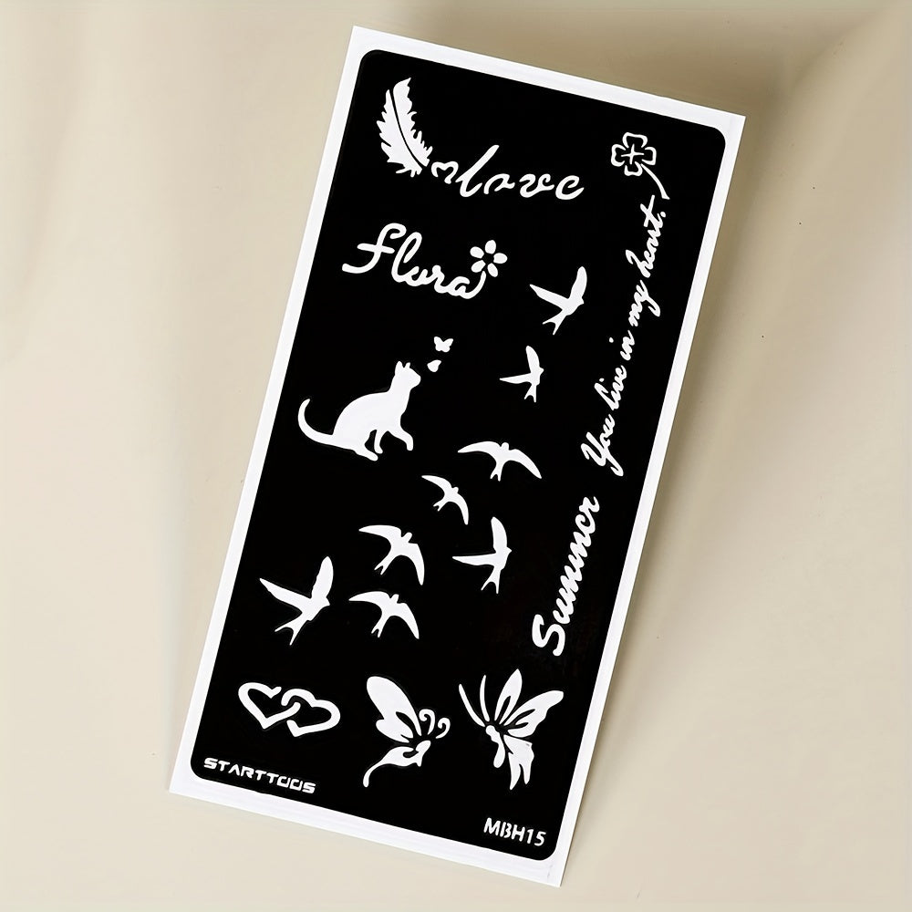 Flying Bird Flower Waterproof Temporary Tattoo