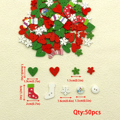 50pcs Mixed Christmas Wooden Buttons Mini Snowflake Christmas Socks DIY Sewing