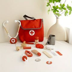 Wooden Simulation Teeth Doctor Toy Set w/ Stethoscope Injection