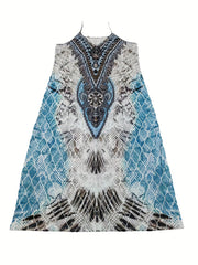 Paisley & Snake Print V-Neck Maxi Dress