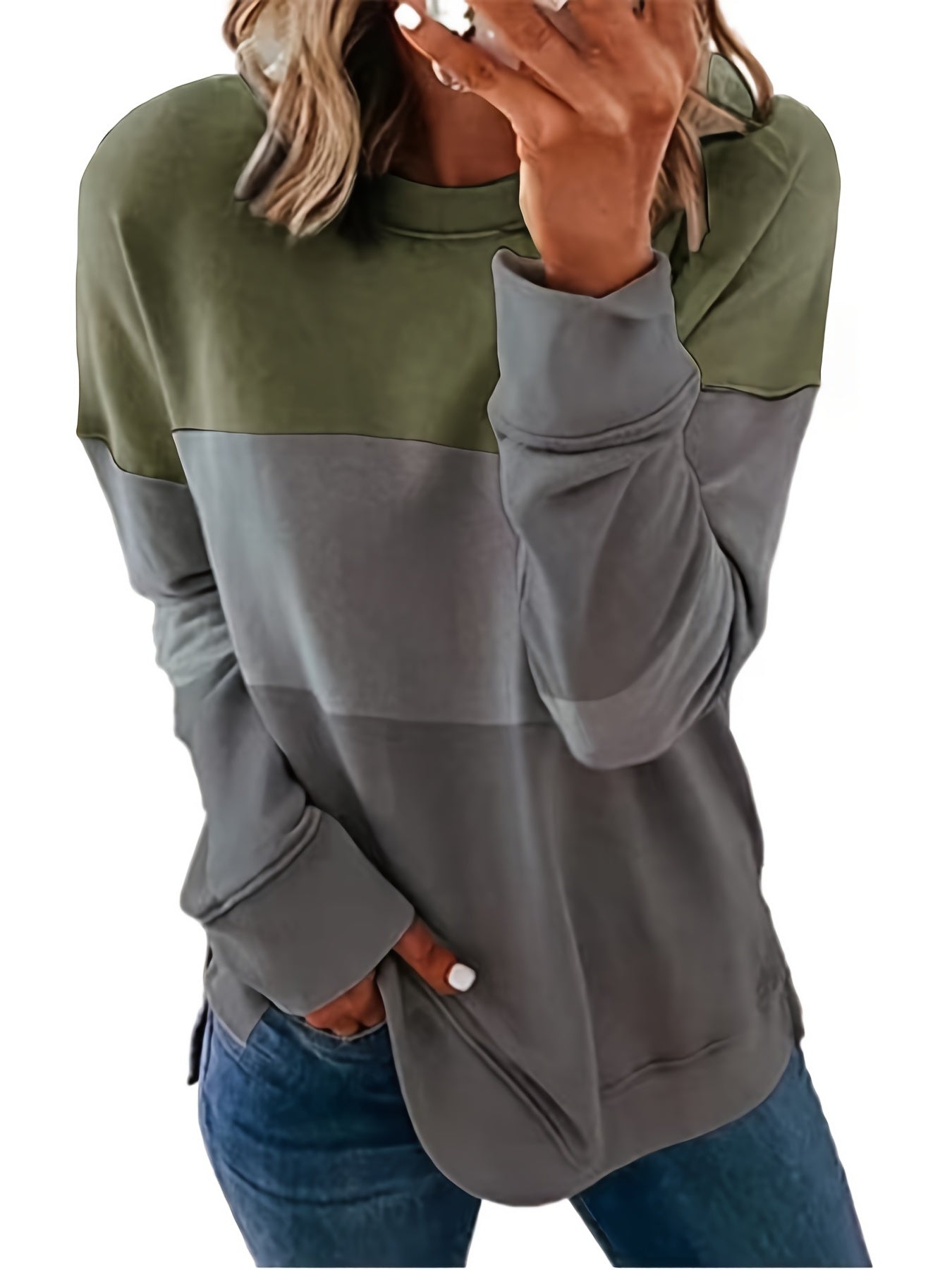 Casual Loose Crew Neck Sweatshirt Long Sleeve Pullover