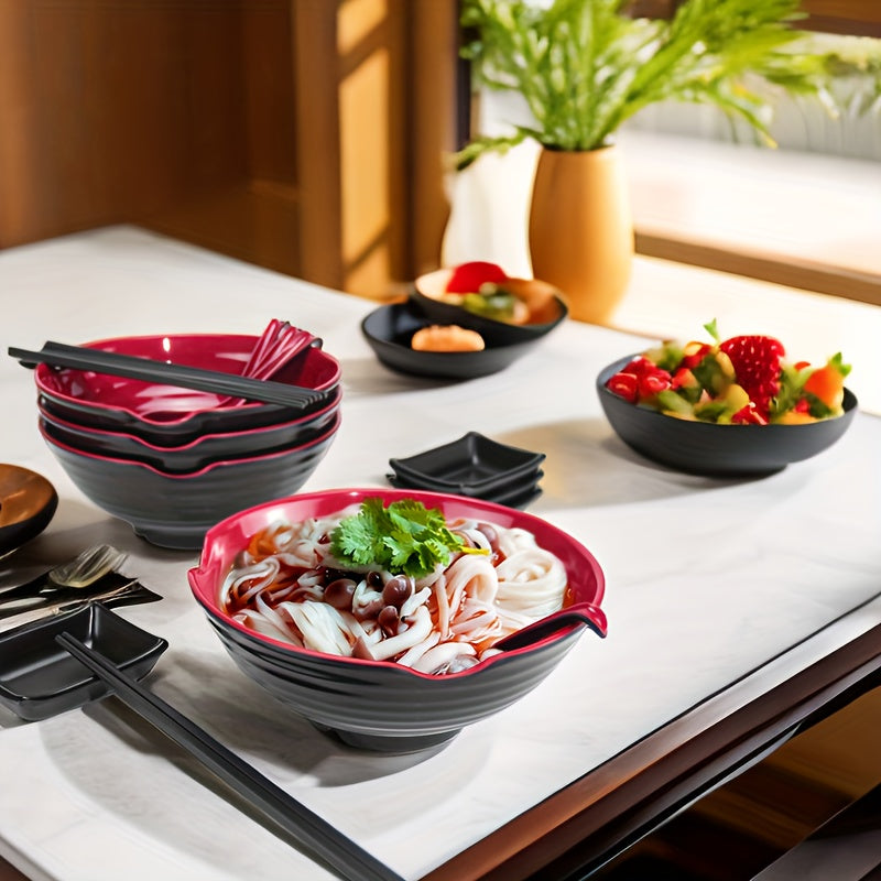 4-in-1 Tableware Set with Bowls, Chopsticks, Sauce Trays, and Spoons