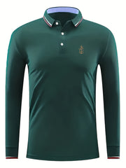 Men's Anchor Print Long Sleeve Golf Shirt