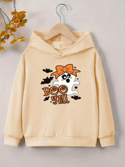 Girls Little Ghost Print Hooded Sweatshirt Top