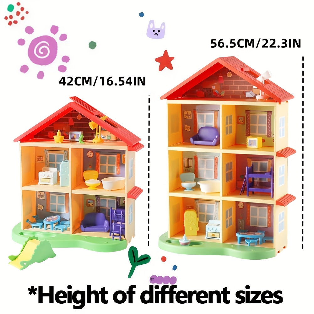 3 Tier Villa Building Set for Kids Dollhouse & Furniture Accessories Toy