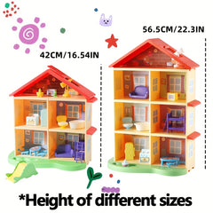 3 Tier Villa Building Set for Kids Dollhouse & Furniture Accessories Toy