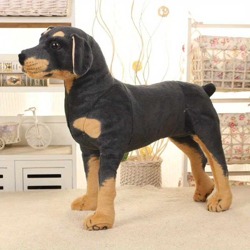 Realistic Rottweiler Plush Toy Lifelike Stuffed Animal for Home Decoration Gift