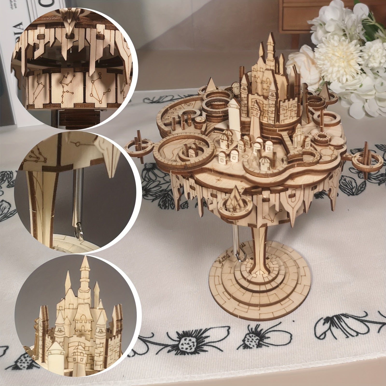 3D Wooden Music Box Castle Model Kit Creative Craft DIY Birthday Gift for Women