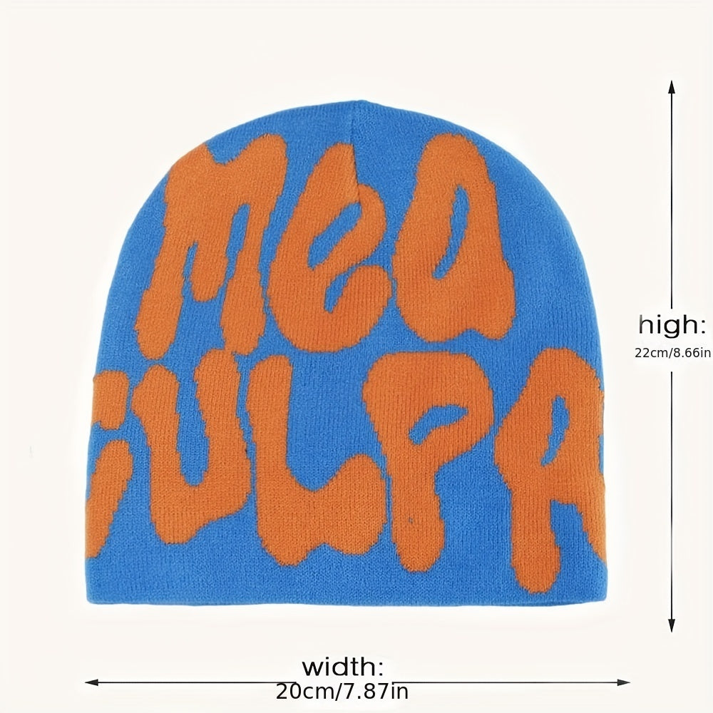 Mea Culpas Casual Men's Jacquard Knitted Hat Y2k Beanie Caps