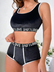 Letter Print Bra & Panties Set