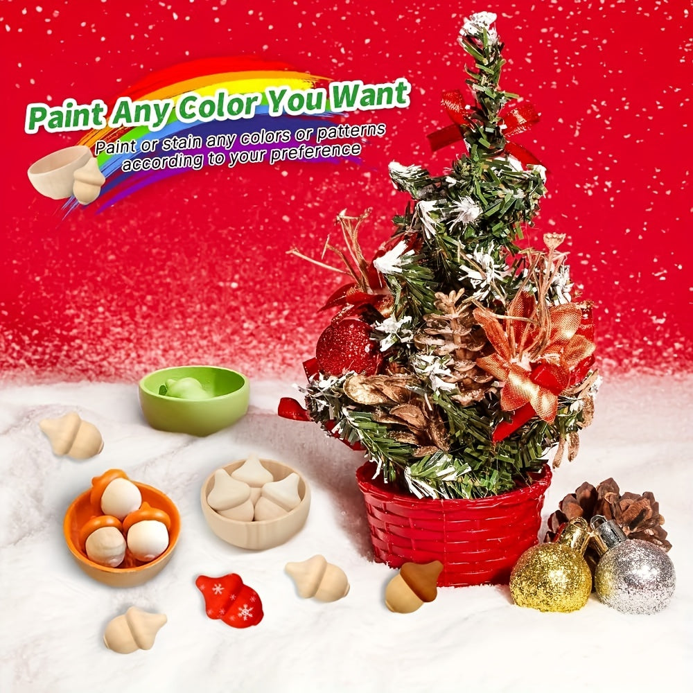 20pcs Wooden Acorns & Bowls for Crafts DIY Painting Christmas
