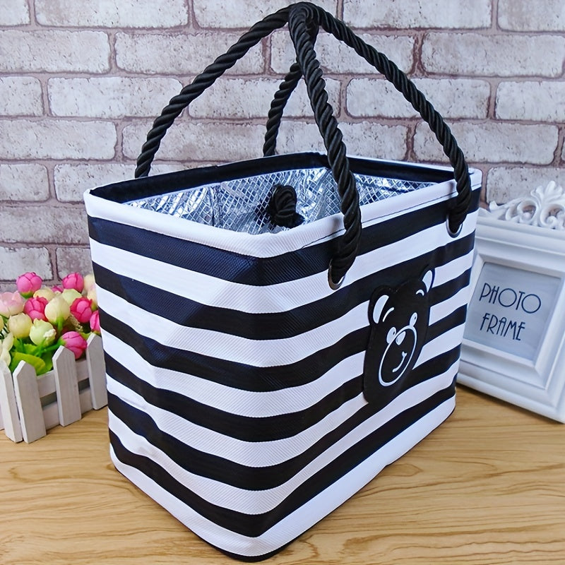 Bear & Striped Pattern Bath Storage Bag Foldable Toiletry Bag