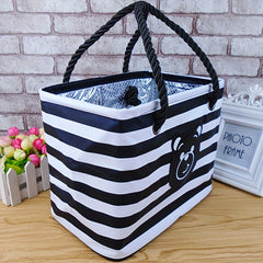 Bear & Striped Pattern Bath Storage Bag Foldable Toiletry Bag