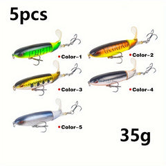 5pcs Topwater Popper Artificial Bait Fishing Tackle