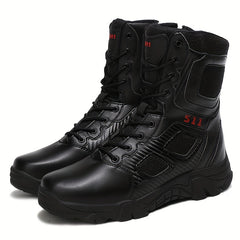 Men's Waterproof High Top Hiking Shoes - Military Style