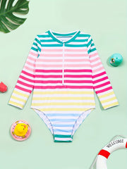 Toddler Girls Rainbow Stripe One Piece Swimsuit