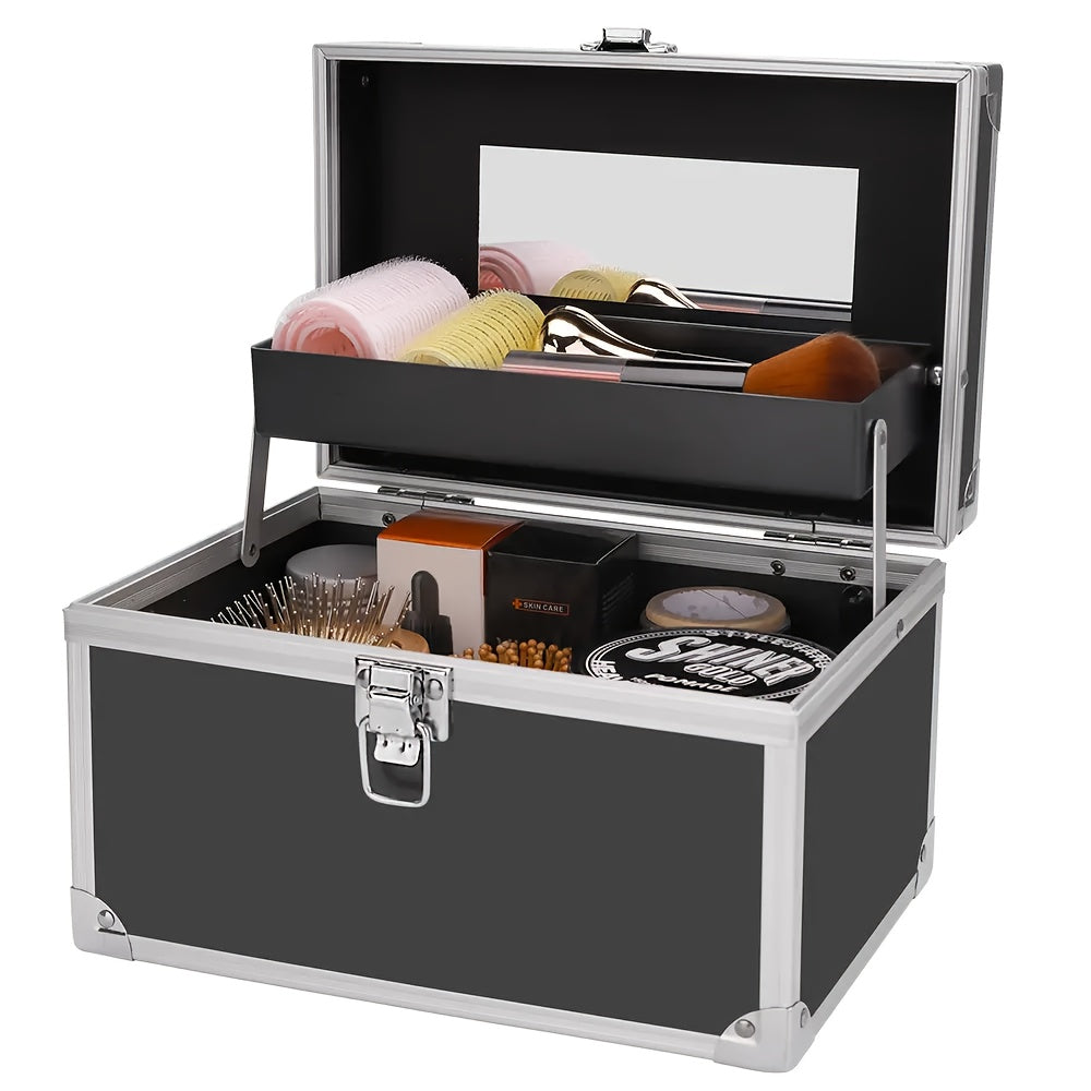 Portable Aluminum Makeup Case Cosmetic Organizer Box