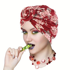 Flower Paisley Print Turban Cap Casual Solid Headwrap