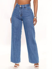 High Waist Wide Leg Denim Pants Women's Jeans