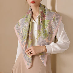 Boho Floral Print Silk Square Scarf Neckerchief Vintage Head Wrap