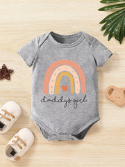 Baby Girls Casual Daddy s Girl Short Sleeve Round Neck Onesie Clothes
