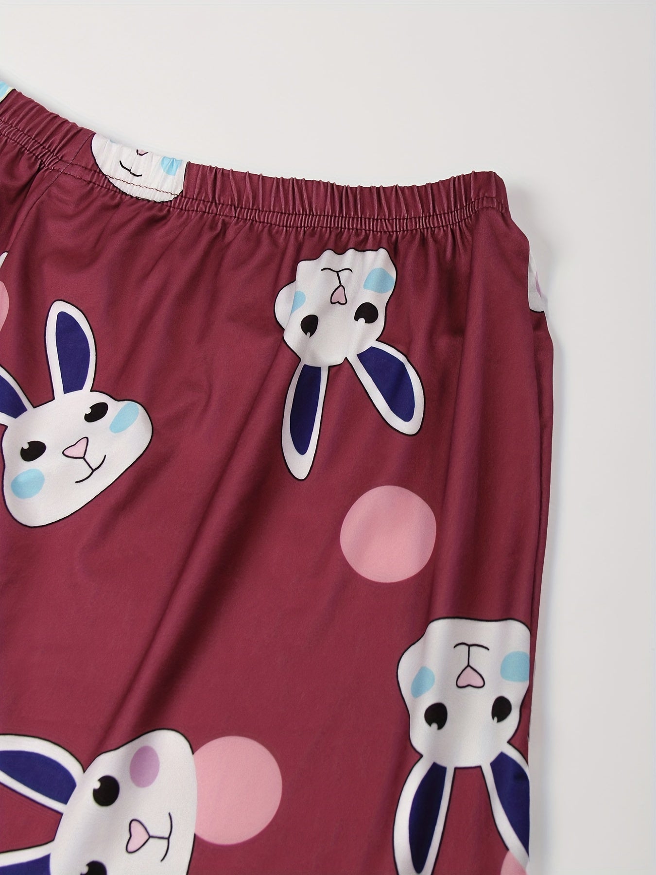 Rabbit Print Pajama Set Cami Top & Shorts With Eye Mask