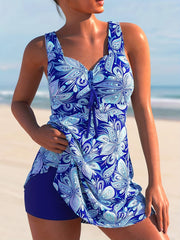 Paisley Print Tank Top & Shorts Swimsuit Set