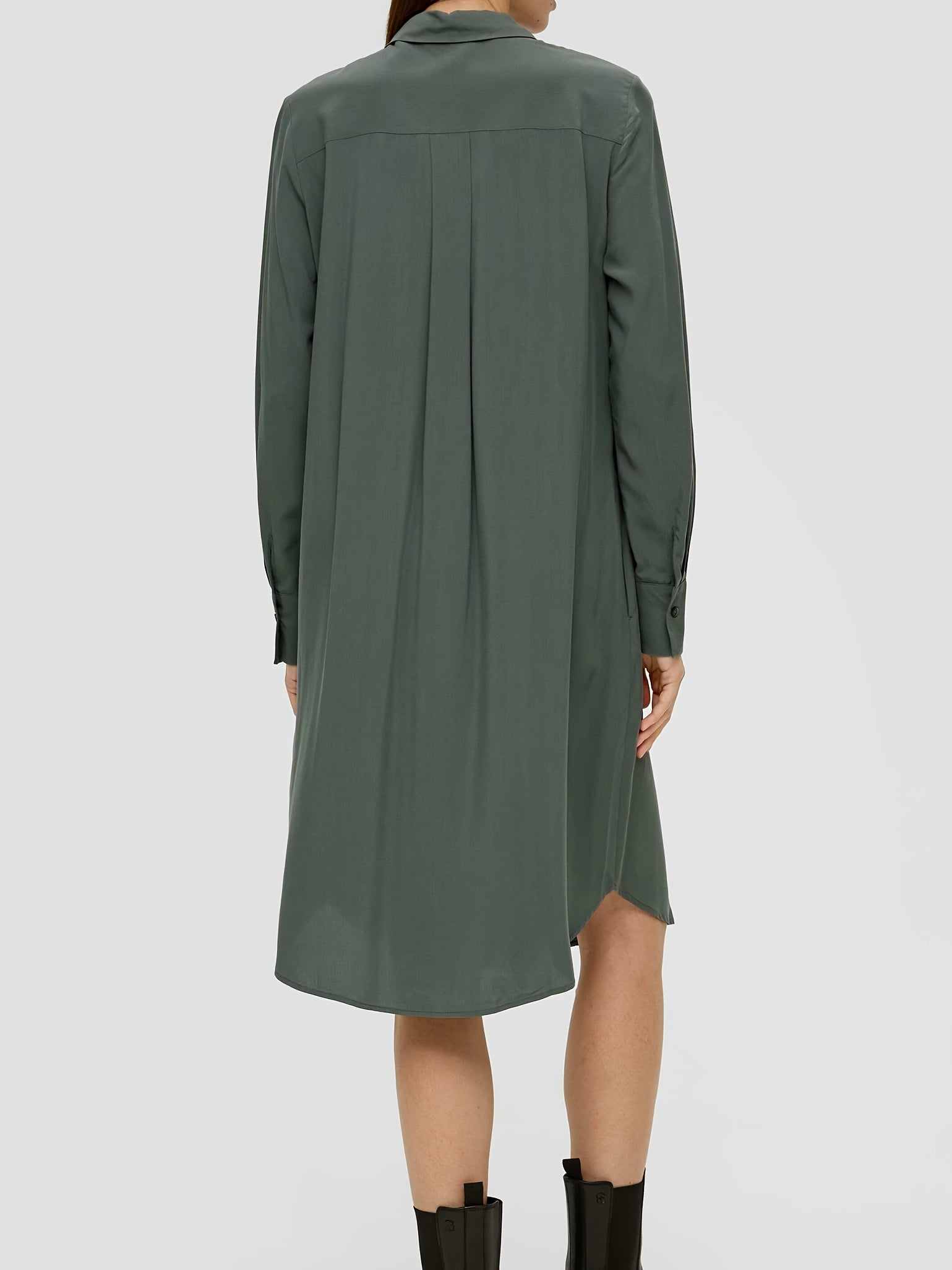 Button Up Long Sleeve Shirt Dress