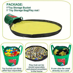 Large Green Felt Storage Bag with Dinosaur Pattern Game Mat