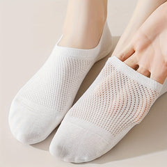 7 Pairs Women's Solid Ankle Socks Breathable & Lightweight Stockings