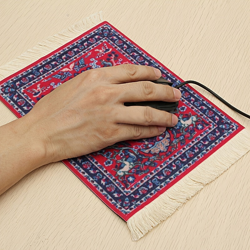 Rectangular Persian Mini Rug Woven Rug Mouse Pad Carpet Tassel Mat