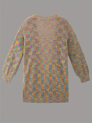 Colorful Printing Knit Cardigan Open Front Sweater